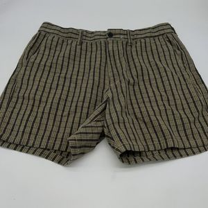 Madewell Beige Plaid Flat Front Shorts Size Large Hemp Blend